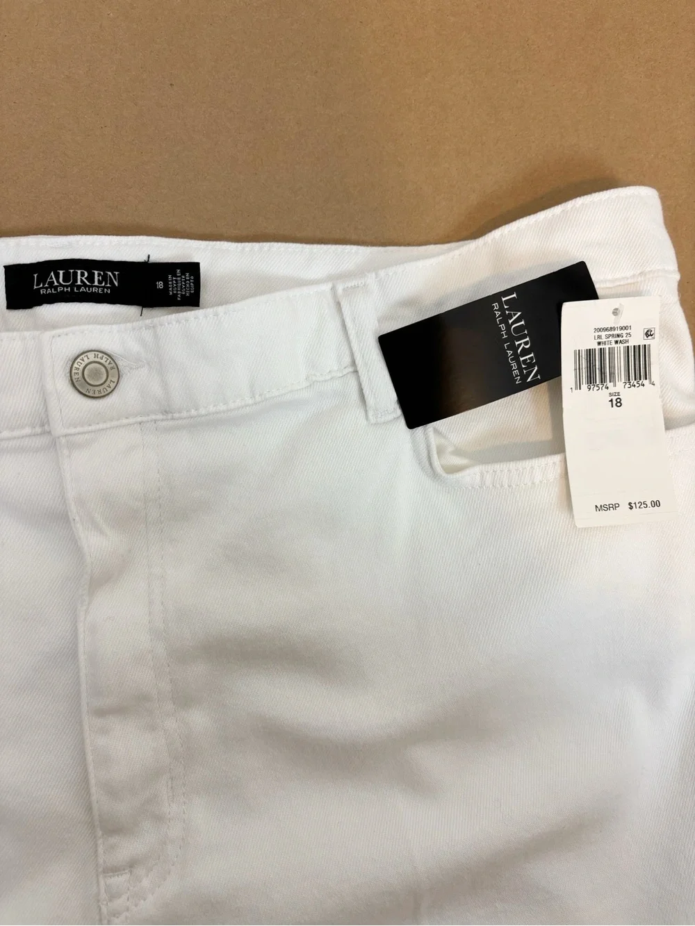 Lauren Ralph Lauren High-Rise Wide-Leg Cropped Jeans in White Wash Size 18